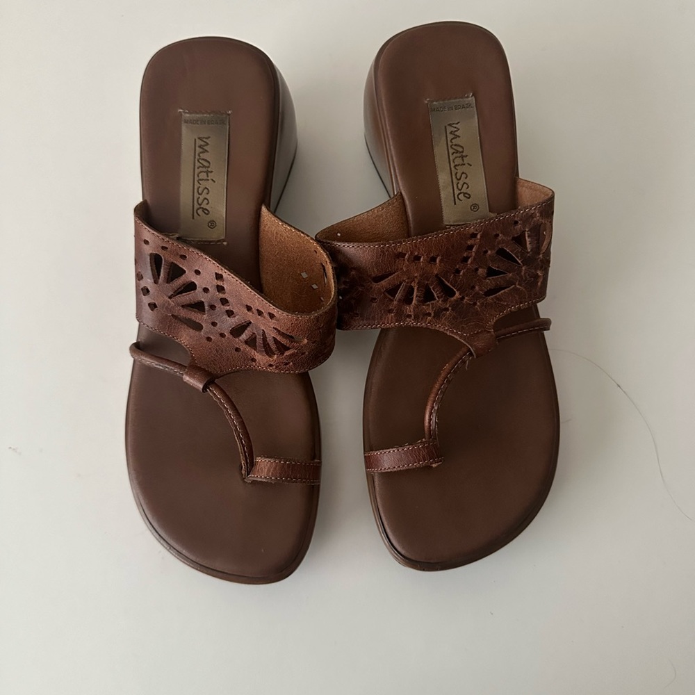 Matisse Tan Brown Vintage 90's Platform Slide Thong Toe Sandal 7